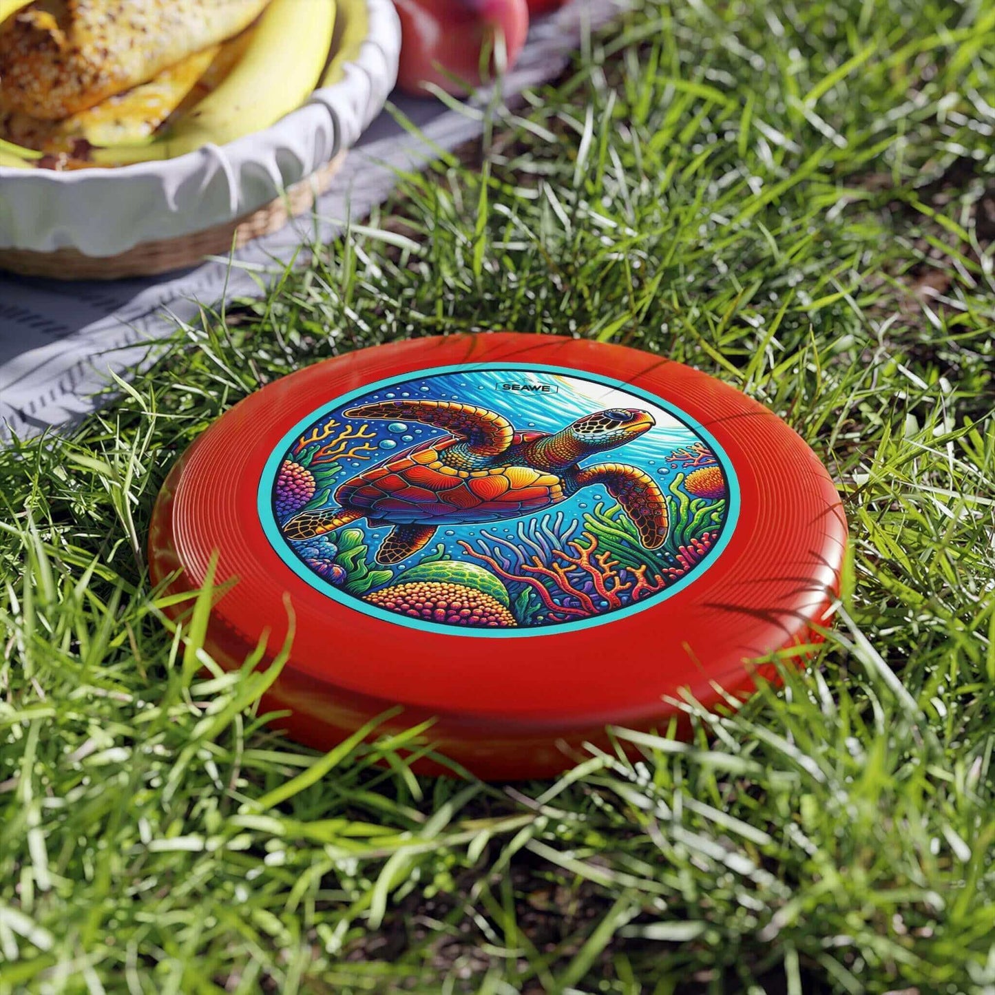 Sea Turtle Crazy Wham-O Frisbee Make a splash with the Sea Turtle Crazy Wham-O Frisbee! This eye-catching frisbee combines the trusted quality of Wham-O with a vibrant aquatic design. Wham-O brand ensures excellent performance and durability Colorful sea