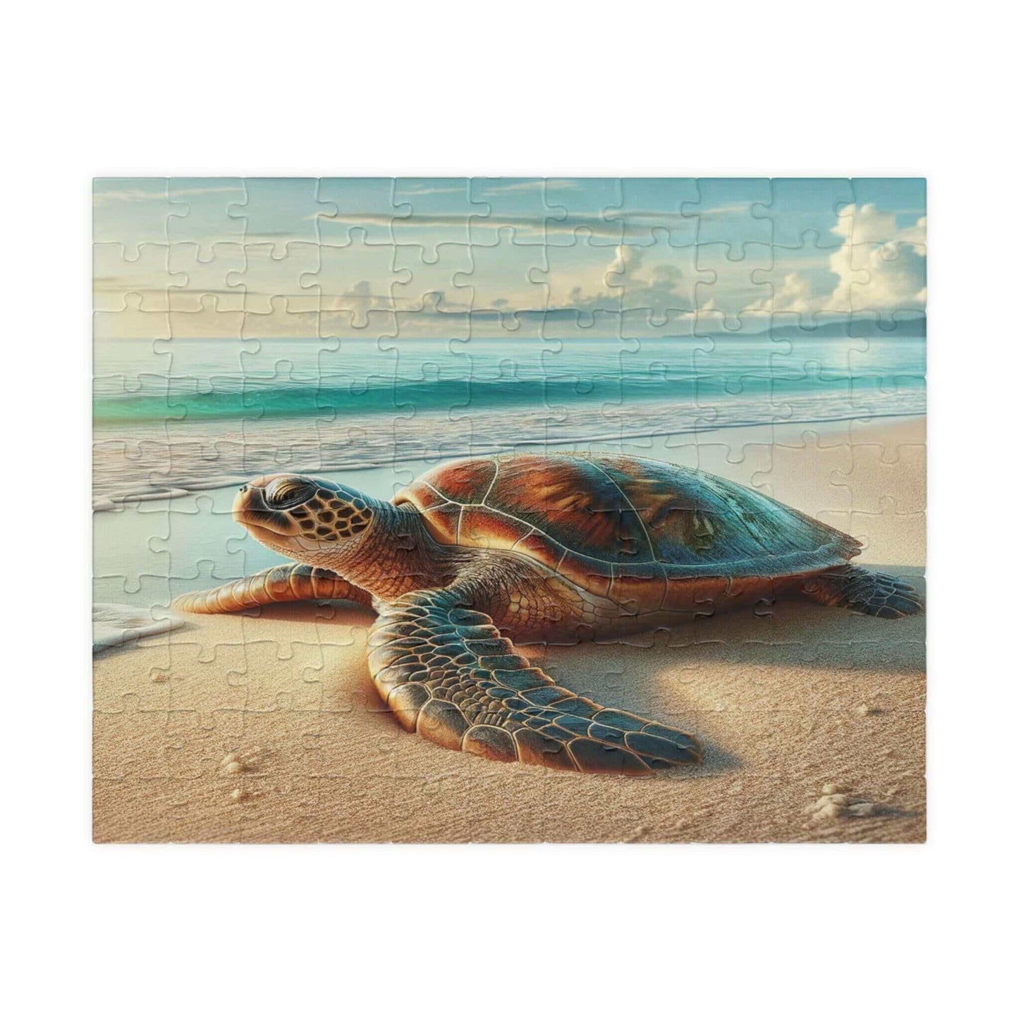 Sea Turtle Jigsaw Puzzle 6 Put the pieces together and dive into a world of wonder! Available in 110, 252, 520 or 1014 pieces with glossy, laminated finish Printed on sturdy chipboard backing for quality that lasts Choose vertical or horizontal orientatio