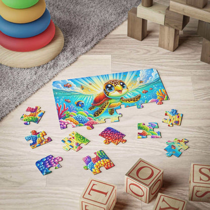 Sea Turtle Kids' 30-Piece Puzzle 1 Spark your preschooler's imagination with the Sea Turtle Kids' 30-Piece Puzzle. This colorful turtle puzzle invites open-ended play and skill-building. Just 30 extra-large pieces for little hands Made from sturdy laminat