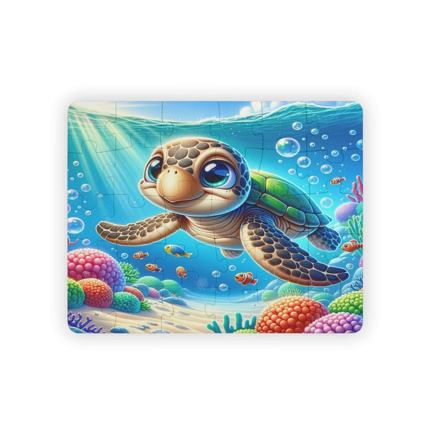 Sea Turtle Kids' 30-Piece Puzzle 2 Bring the ocean to their room with the Sea Turtle Kids' 30-Piece Puzzle. This toddler-friendly puzzle sparks imagination and problem-solving skills. Large, chunky pieces are easy for little hands to grasp and manipulate