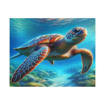 Sea Turtle Jigsaw Puzzle 1 Put the pieces together and dive into a world of wonder! This customizable Sea Turtle Puzzle transforms your favorite photos and art into a fun activity for all ages. Available in 110, 252, 520 or 1014 pieces with glossy, lamina