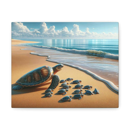 Sea Turtle On The Beach Wallart Canvas Dive into vibrant style with the Sea Turtle On The Beach Wallart Canvas. This stunning wall decor features a graceful sea turtle swimming through crystal clear waters rendered in eye-catching color. Printed on thick,