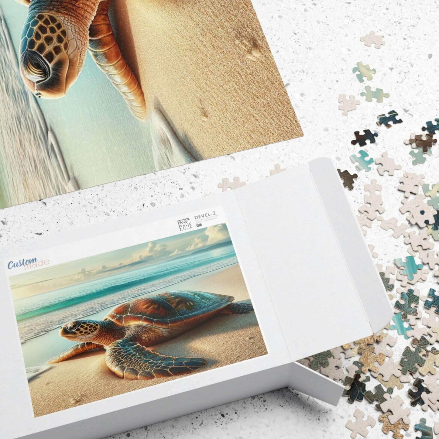 Sea Turtle Jigsaw Puzzle 6 Put the pieces together and dive into a world of wonder! Available in 110, 252, 520 or 1014 pieces with glossy, laminated finish Printed on sturdy chipboard backing for quality that lasts Choose vertical or horizontal orientatio