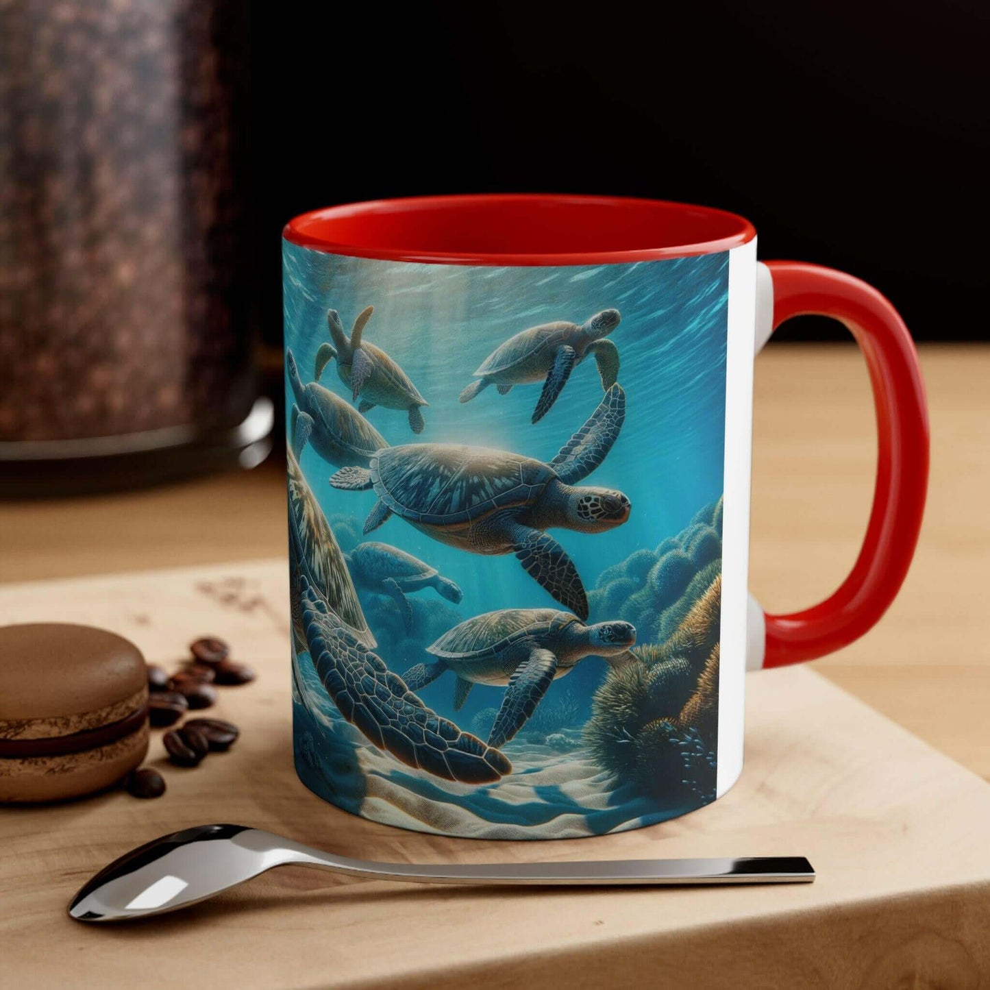 Realistic Sea Turtle Coffee Mug 2 Start your mornings with a sea turtle sidekick! This Realistic Sea Turtle Coffee Mug adds a splash of color and ocean vibes to your daily coffee routine. Vibrant sea turtle design printed in stunning detail Durable 11oz c