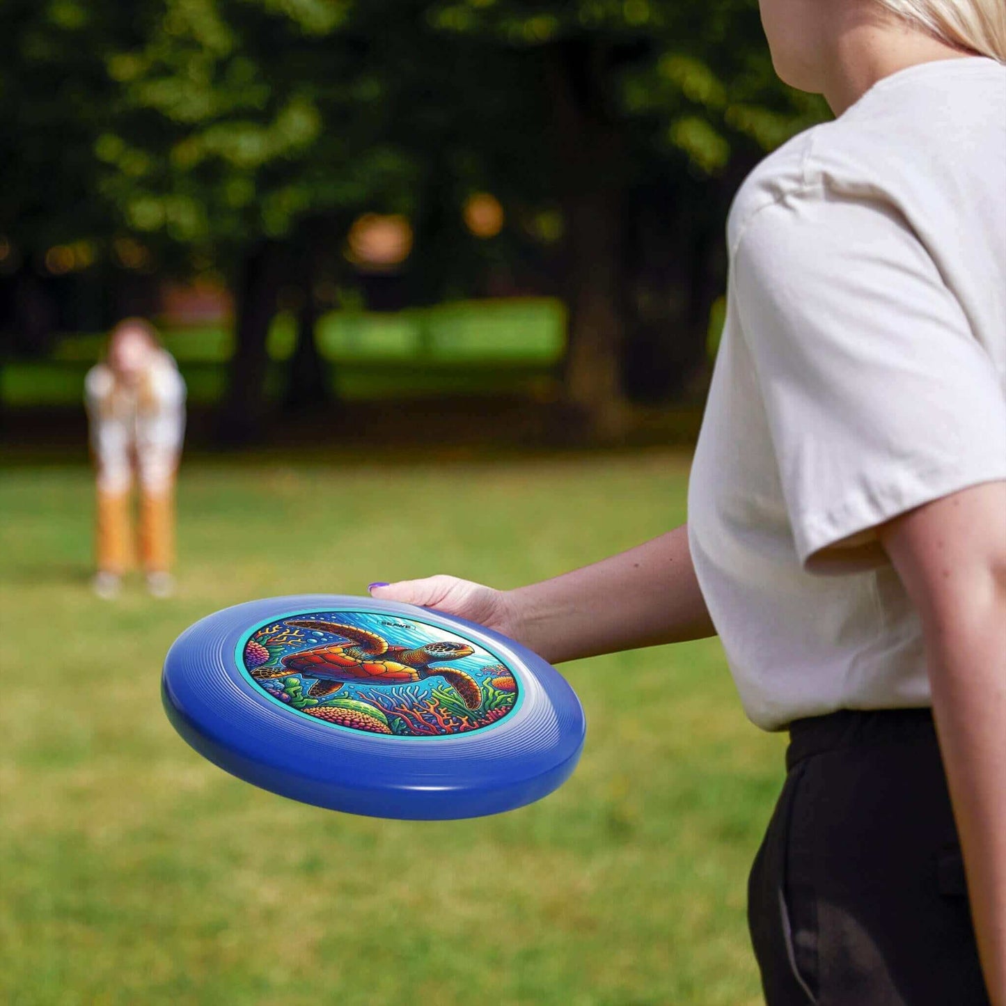 Sea Turtle Crazy Wham-O Frisbee Make a splash with the Sea Turtle Crazy Wham-O Frisbee! This eye-catching frisbee combines the trusted quality of Wham-O with a vibrant aquatic design. Wham-O brand ensures excellent performance and durability Colorful sea