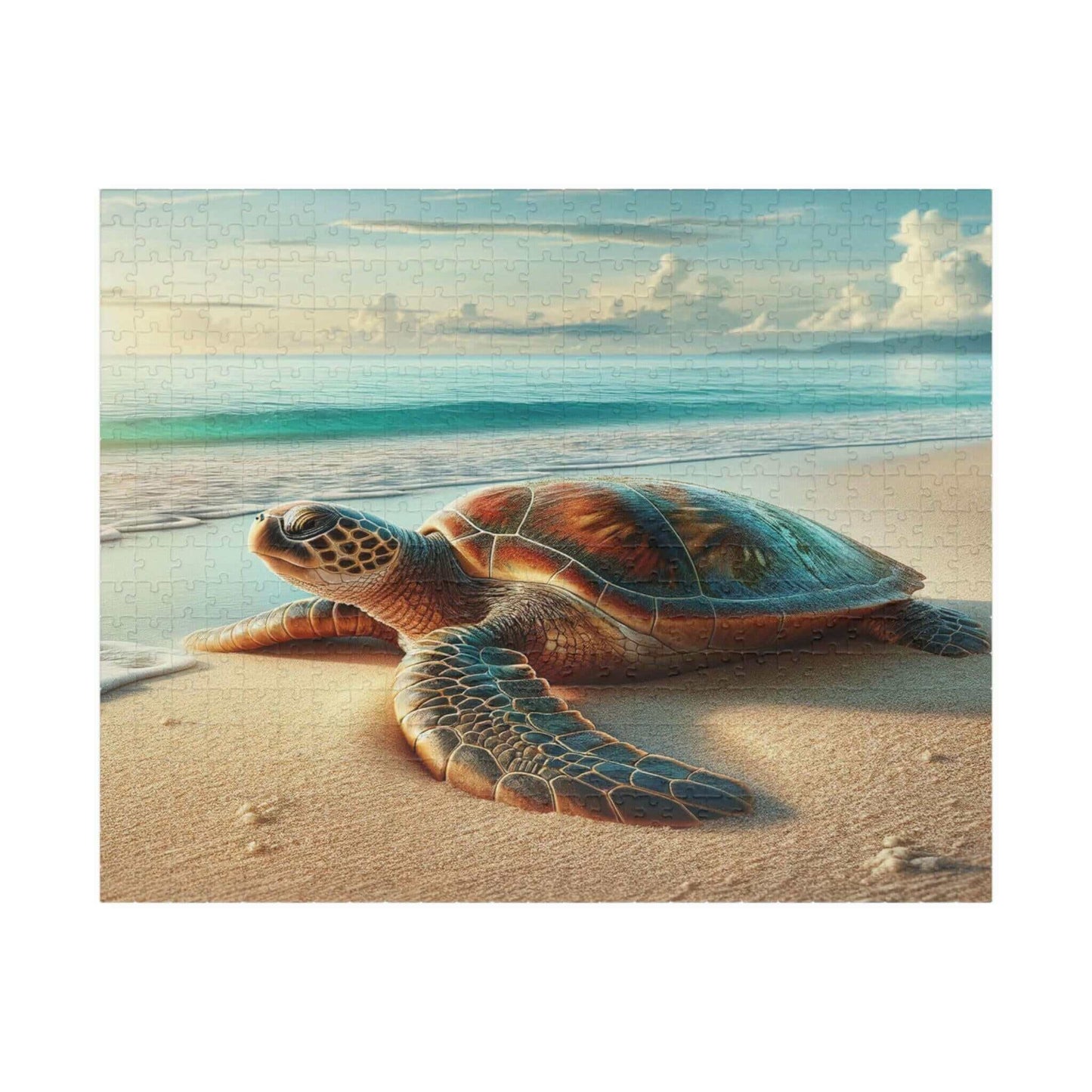 Sea Turtle Jigsaw Puzzle 6 Put the pieces together and dive into a world of wonder! Available in 110, 252, 520 or 1014 pieces with glossy, laminated finish Printed on sturdy chipboard backing for quality that lasts Choose vertical or horizontal orientatio