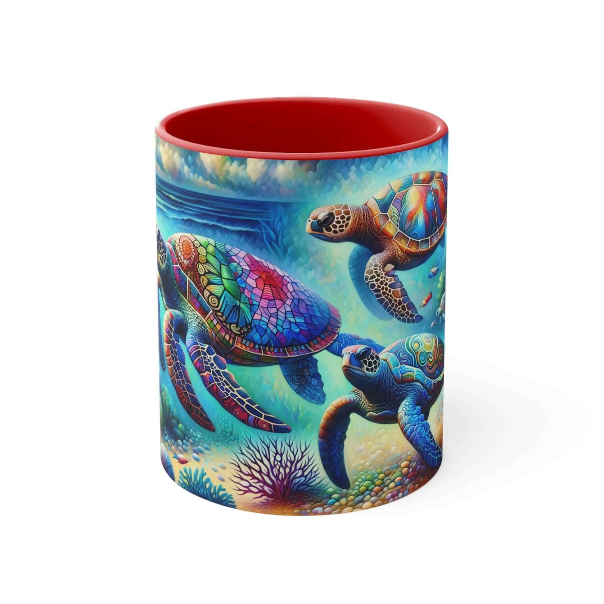 Colorful Sea Turtle Coffee Mug 1 Start your mornings off right with a warm cup of coffee in this eye-catching Sea Turtle mug that adds a pop of color and personality to your daily routine. Key features/benefits bullet list: Vibrant, customized designs pri