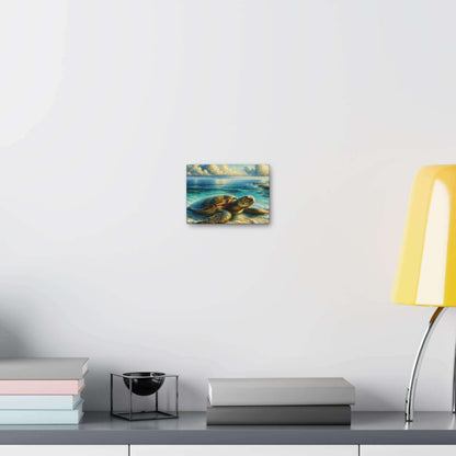 Painted Sea Turtle Wallart On Canvas Dive into vibrant style with the Painted Sea Turtle Wallart On Canvas. This stunning wall decor features a graceful sea turtle swimming through crystal clear waters rendered in eye-catching color. Printed on thick, hig