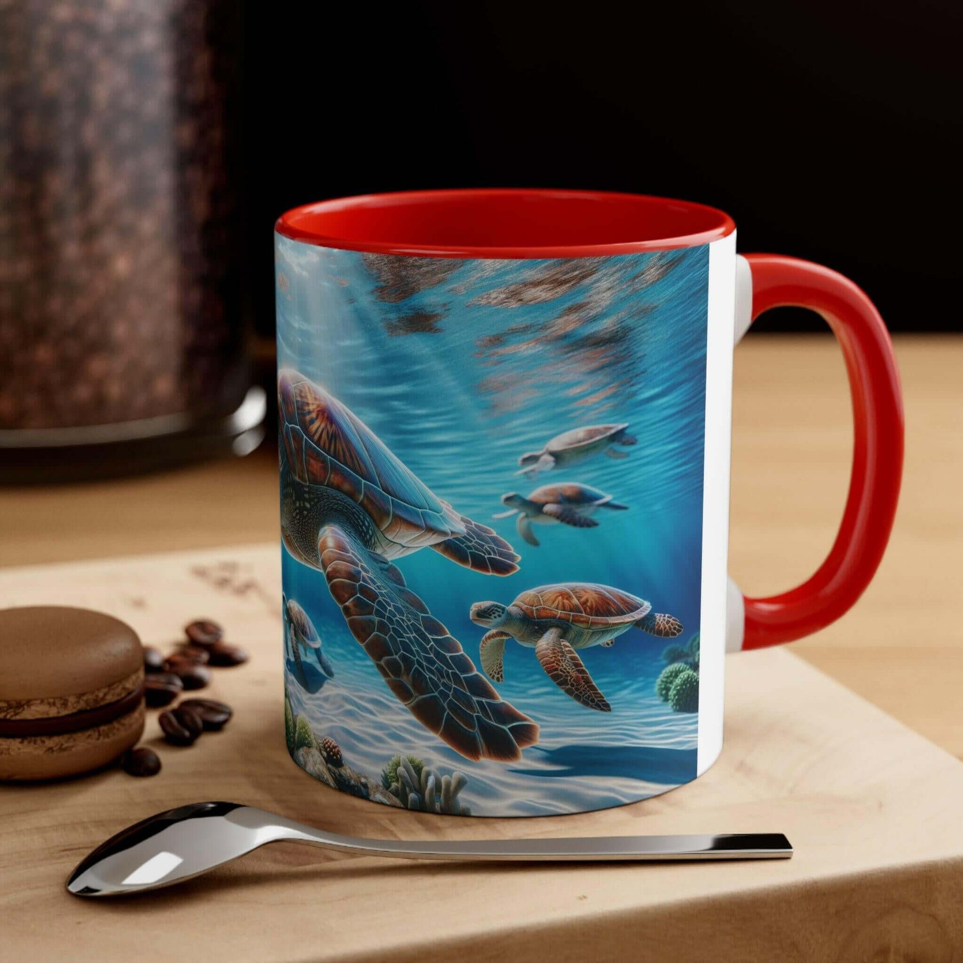 Realistic Sea Turtle Coffee Mug 1 Start your mornings with a sea turtle sidekick! This Realistic Sea Turtle Coffee Mug adds a splash of color and ocean vibes to your daily coffee routine. Vibrant sea turtle design printed in stunning detail Durable 11oz c