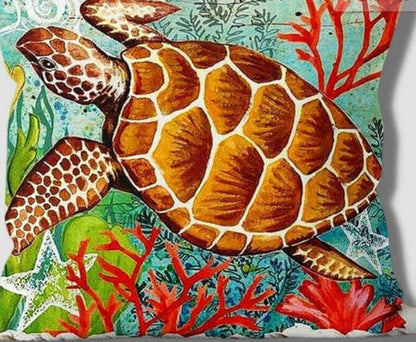 Sea Turtle Colorful Pillow Case Delivery Information:Please Note - As this is a lovingly handmade product, the shipping time might sound longer than standard. We appreciate your patience and understanding in receiving these unique, crafted items.Delivery