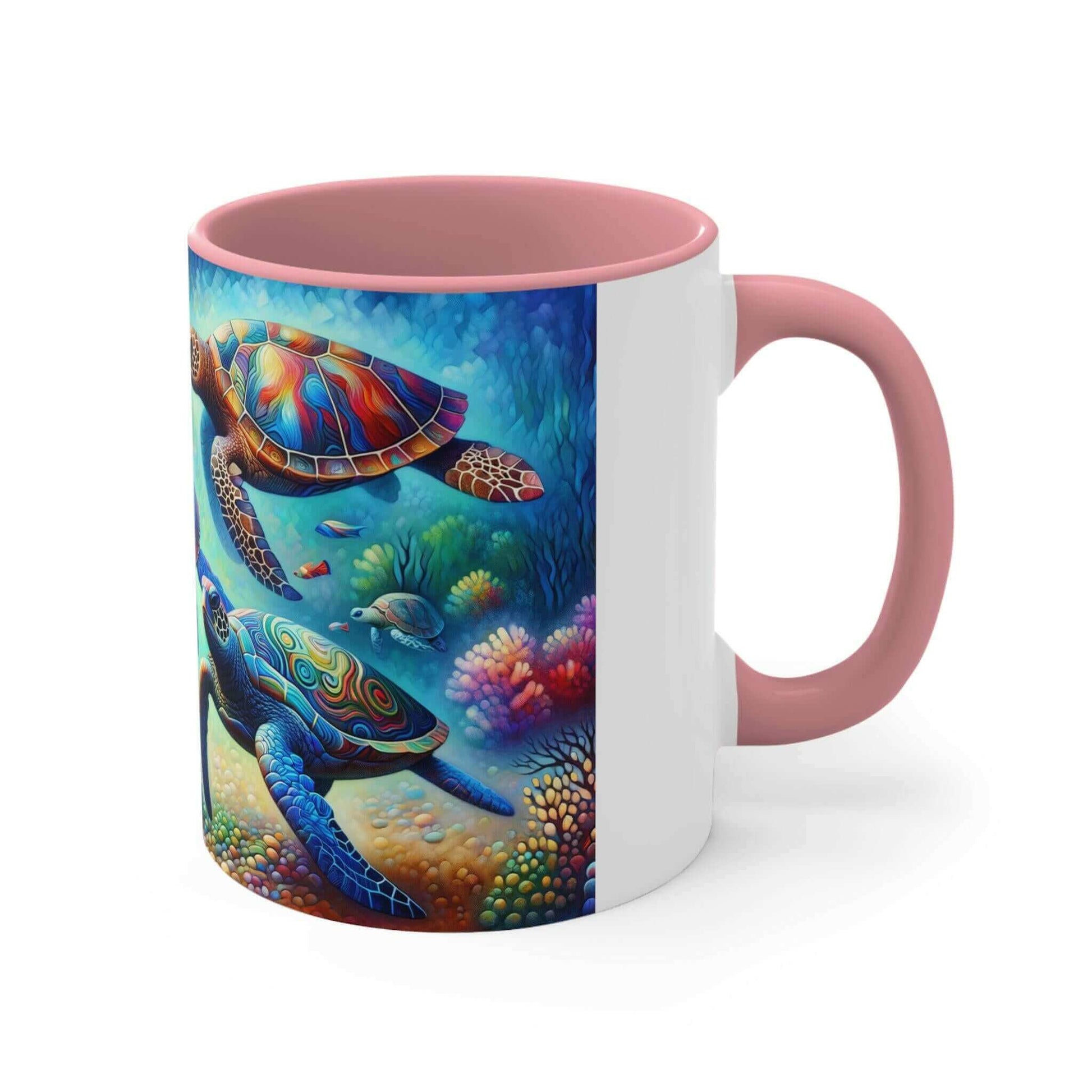 Colorful Sea Turtle Coffee Mug 1 Start your mornings off right with a warm cup of coffee in this eye-catching Sea Turtle mug that adds a pop of color and personality to your daily routine. Key features/benefits bullet list: Vibrant, customized designs pri