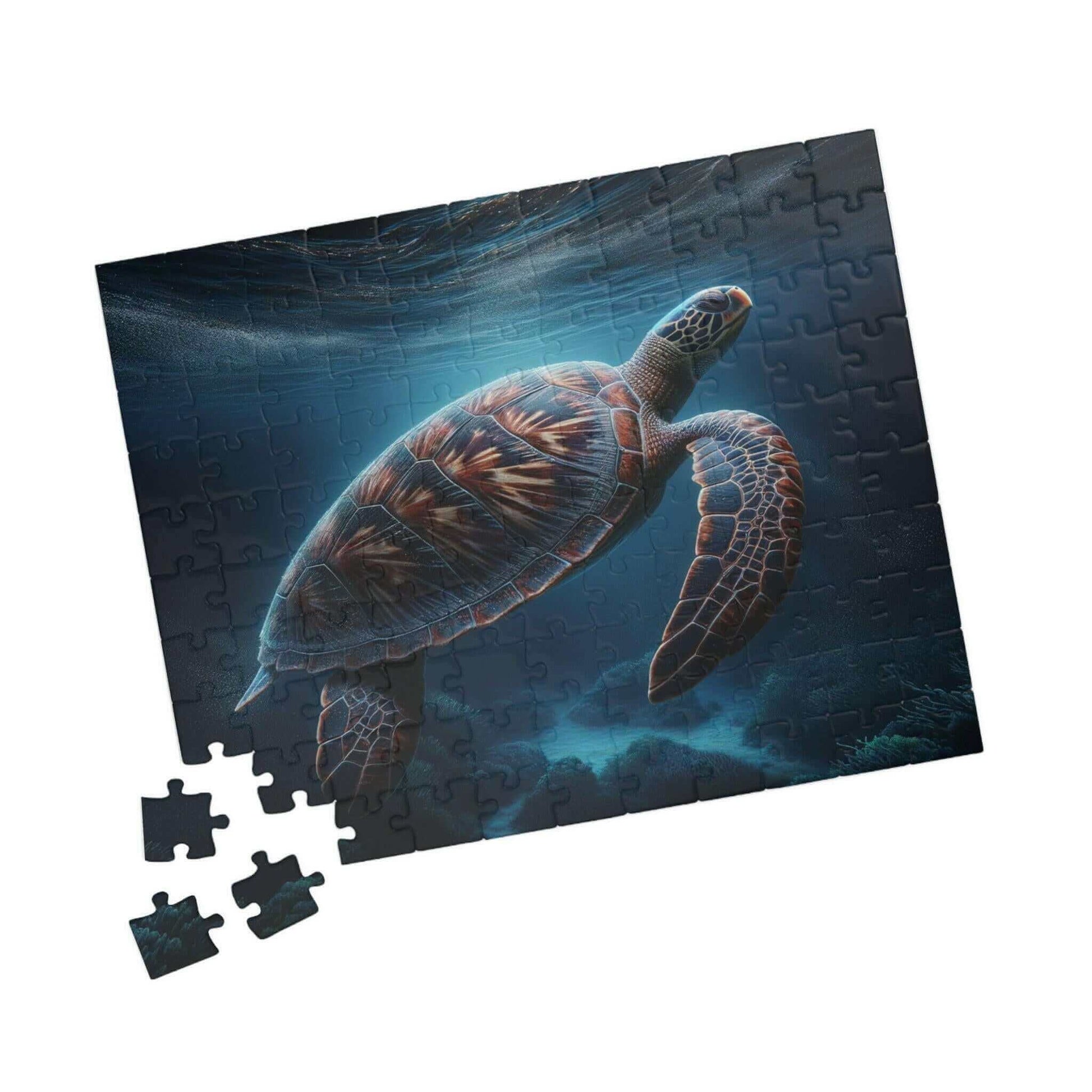 Sea Turtle Jigsaw Puzzle 3 Put the pieces together and dive into a world of wonder! Available in 110, 252, 520 or 1014 pieces with glossy, laminated finish Printed on sturdy chipboard backing for quality that lasts Choose vertical or horizontal orientatio