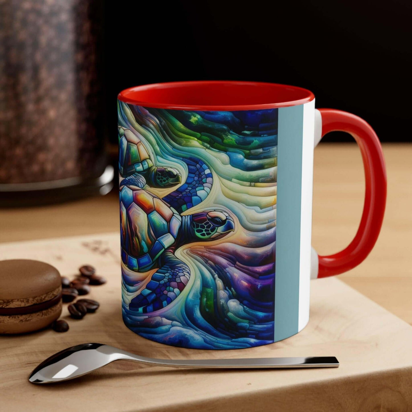 Colorful Sea Turtle Coffee Mug 4 Start your mornings off right with a warm cup of coffee in this eye-catching Sea Turtle mug that adds a pop of color and personality to your daily routine. Key features/benefits bullet list: Vibrant, customized designs pri