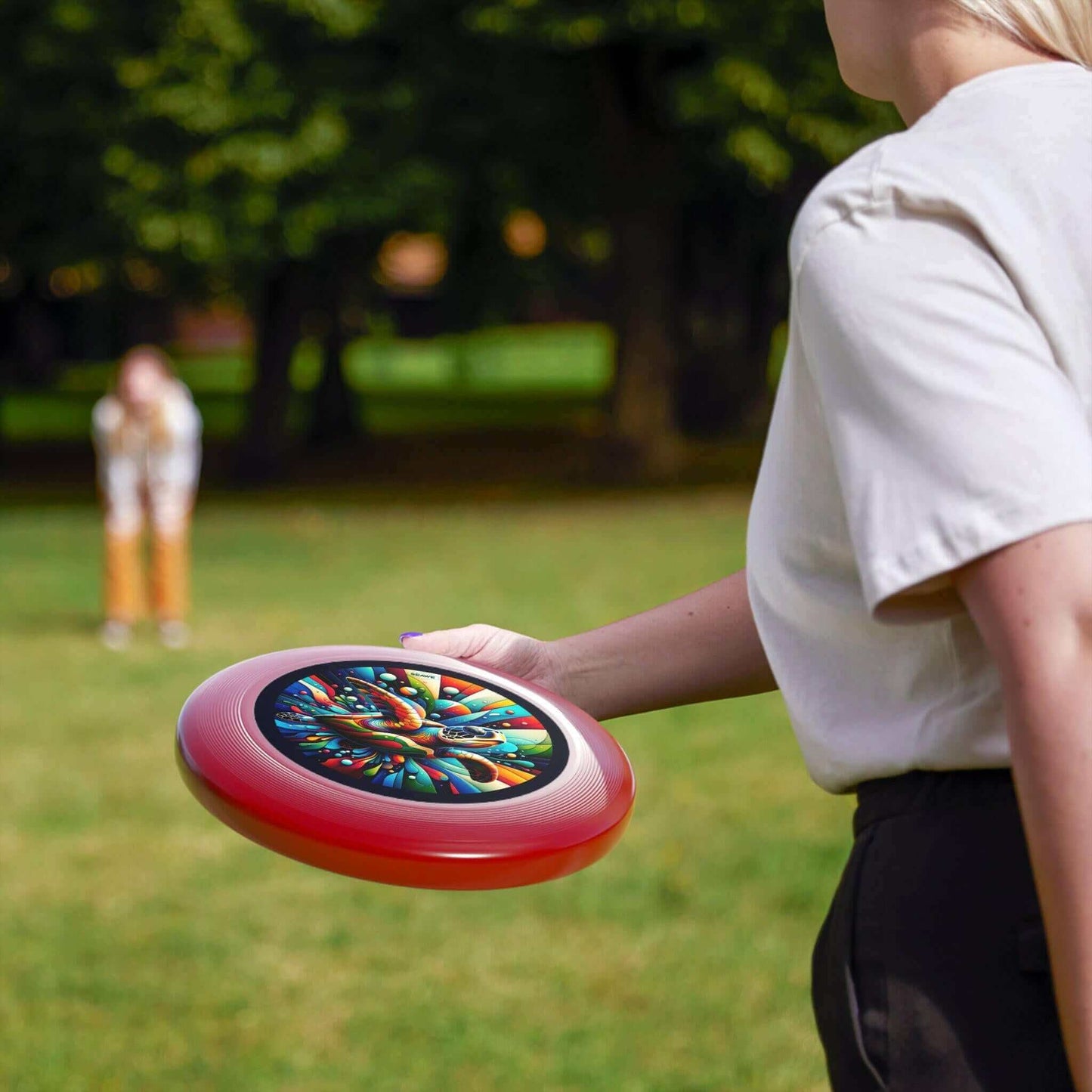 Colorful Sea Turtle Wham-O Frisbee Make a splash with the Colorful Sea Turtle Wham-O Frisbee! This eye-catching frisbee combines the trusted quality of Wham-O with a vibrant aquatic design. Wham-O brand ensures excellent performance and durability Colorfu