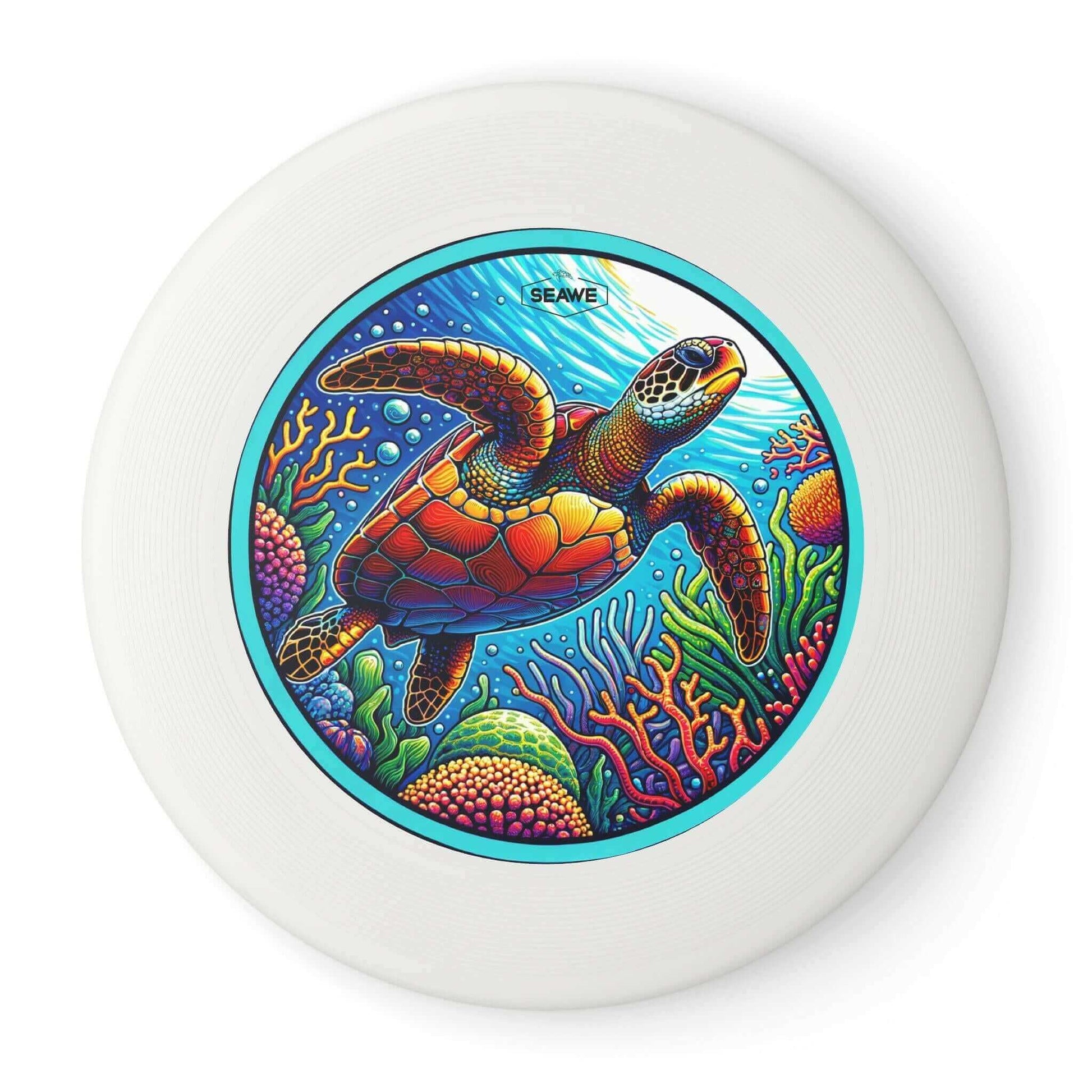 Sea Turtle Crazy Wham-O Frisbee Make a splash with the Sea Turtle Crazy Wham-O Frisbee! This eye-catching frisbee combines the trusted quality of Wham-O with a vibrant aquatic design. Wham-O brand ensures excellent performance and durability Colorful sea