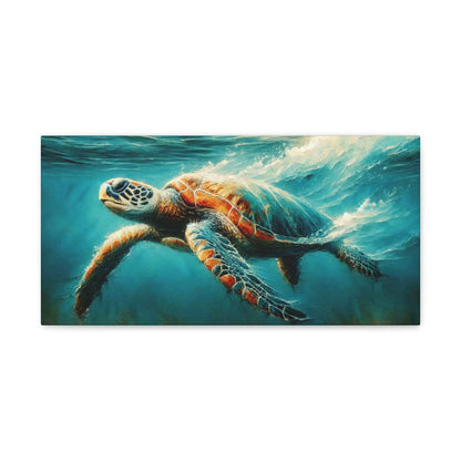 Painted Sea Turtle Swimming Wallart On Canvas Dive into vibrant style with the Painted Sea Turtle Swimming Wallart On Canvas. This stunning wall decor features a graceful sea turtle swimming through crystal clear waters rendered in eye-catching color. Pri