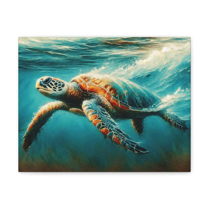 Painted Sea Turtle Swimming Wallart On Canvas Dive into vibrant style with the Painted Sea Turtle Swimming Wallart On Canvas. This stunning wall decor features a graceful sea turtle swimming through crystal clear waters rendered in eye-catching color. Pri