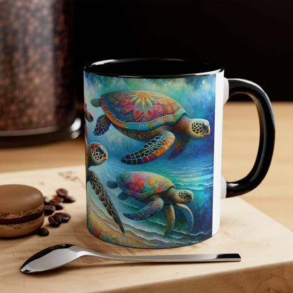 Colorful Sea Turtle Coffee Mug 2 Start your mornings off right with a warm cup of coffee in this eye-catching Sea Turtle mug that adds a pop of color and personality to your daily routine. Key features/benefits bullet list: Vibrant, customized designs pri