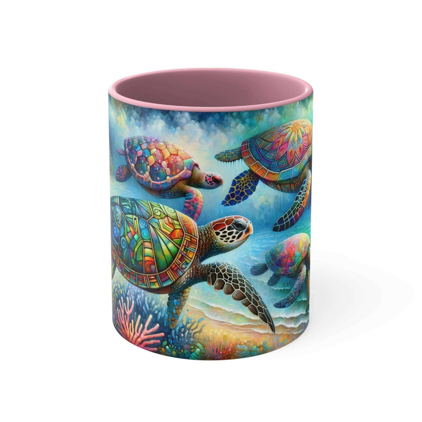 Colorful Sea Turtle Coffee Mug 2 Start your mornings off right with a warm cup of coffee in this eye-catching Sea Turtle mug that adds a pop of color and personality to your daily routine. Key features/benefits bullet list: Vibrant, customized designs pri