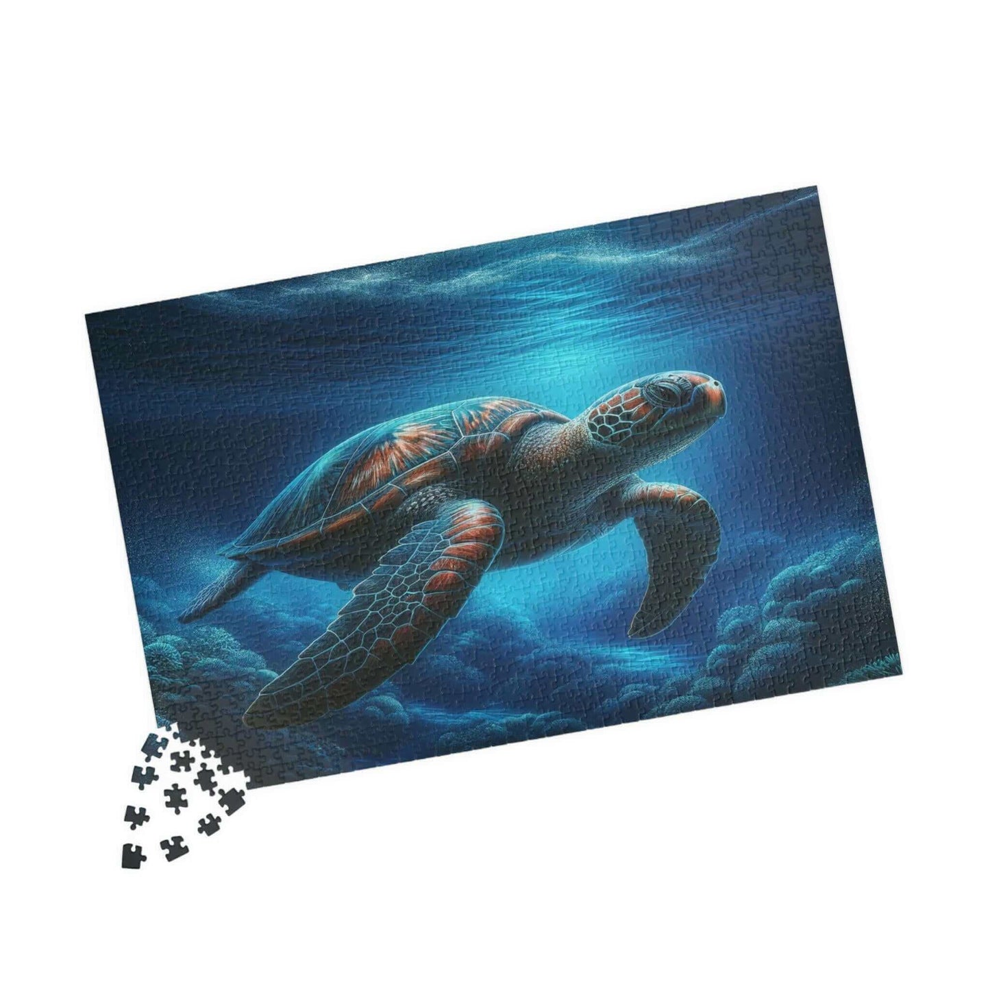 Sea Turtle Jigsaw Puzzle 4 Put the pieces together and dive into a world of wonder! Available in 110, 252, 520 or 1014 pieces with glossy, laminated finish Printed on sturdy chipboard backing for quality that lasts Choose vertical or horizontal orientatio