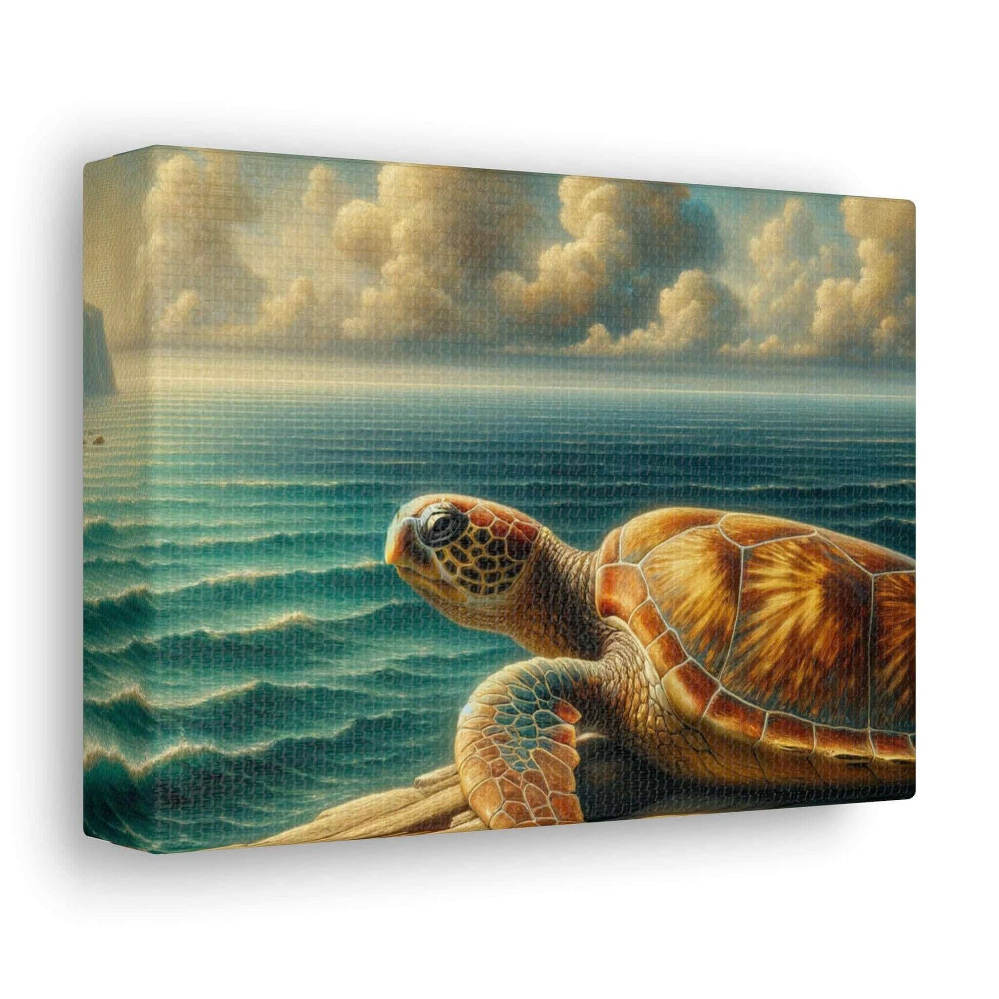 Painted Sea Turtle at the Dock Wallart on Canvas Dive into vibrant style with the Painted Sea Turtle at the Dock Wallart on Canvas. This stunning wall decor features a graceful sea turtle swimming through crystal clear waters rendered in eye-catching colo