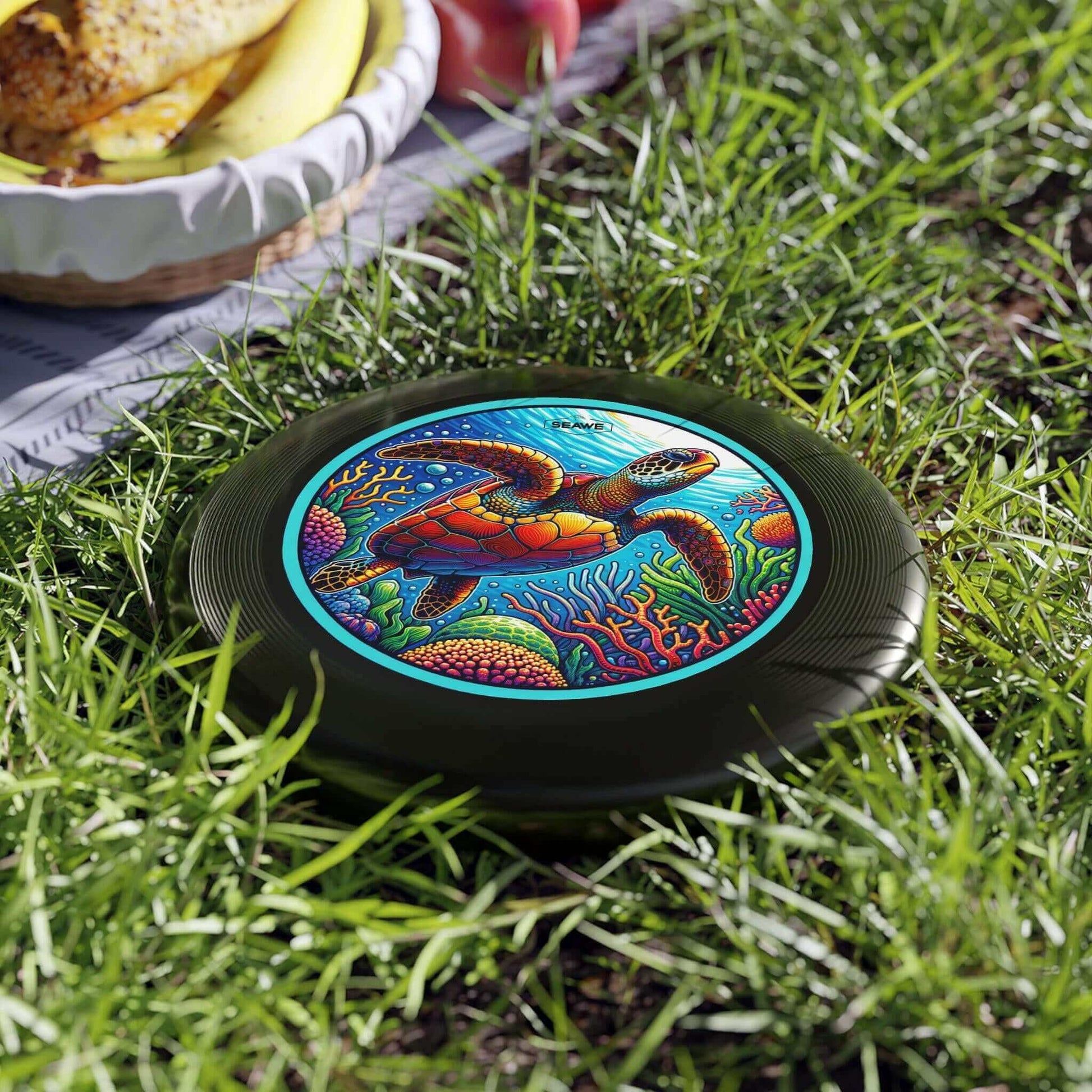 Sea Turtle Crazy Wham-O Frisbee Make a splash with the Sea Turtle Crazy Wham-O Frisbee! This eye-catching frisbee combines the trusted quality of Wham-O with a vibrant aquatic design. Wham-O brand ensures excellent performance and durability Colorful sea