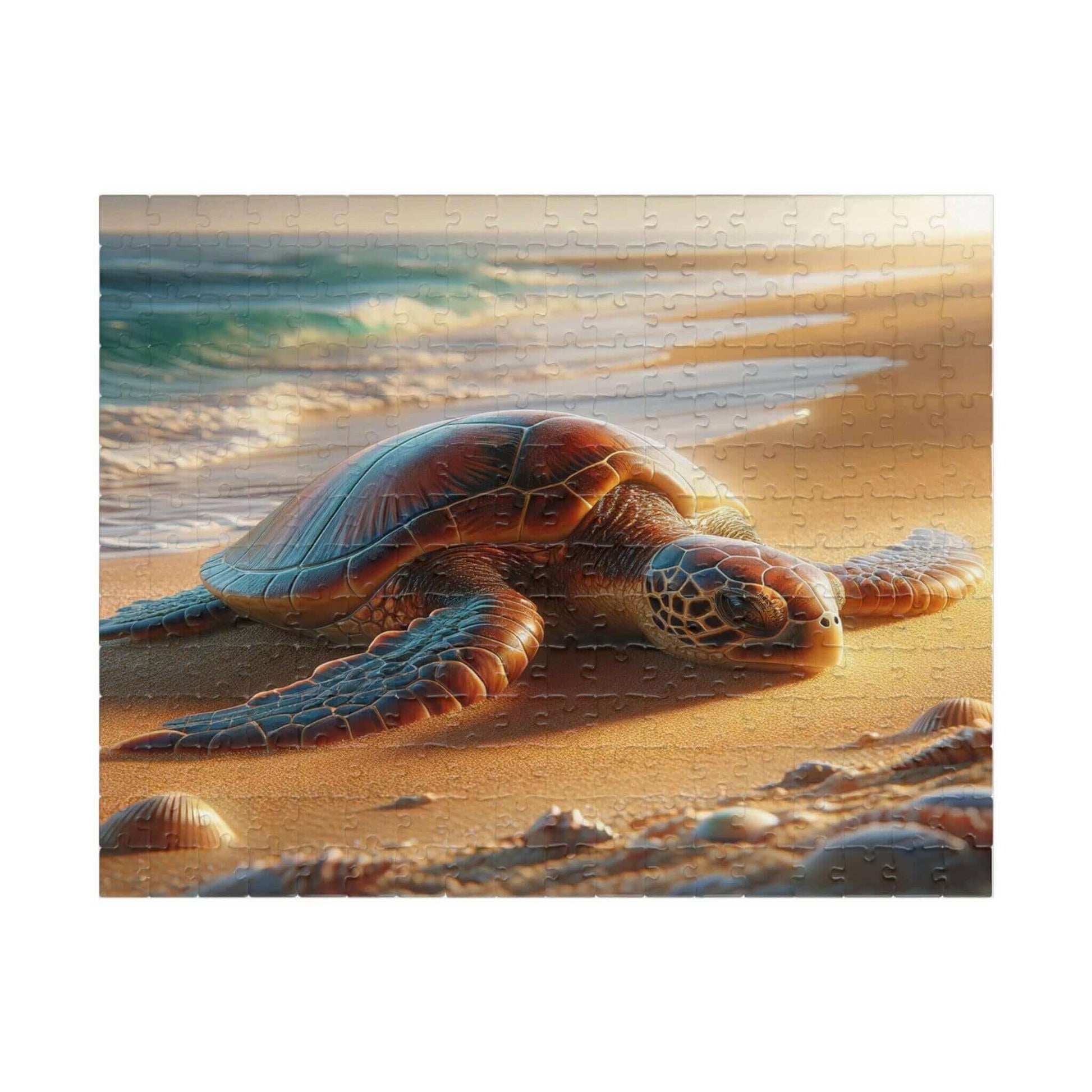 Sea Turtle Jigsaw Puzzle 5 Put the pieces together and dive into a world of wonder! Available in 110, 252, 520 or 1014 pieces with glossy, laminated finish Printed on sturdy chipboard backing for quality that lasts Choose vertical or horizontal orientatio