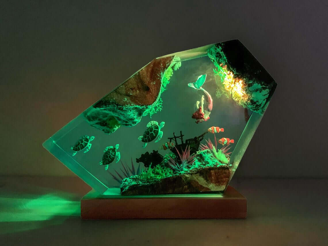 seaweHandmade Sea Turtle Resin Decor with MermaidIlluminate your space with this magical Handmade Sea Turtle Resin Decor with Mermaid, a true masterpiece of handmade art that brings the wonders of the sea into your home. Key features/benefits: Captivating