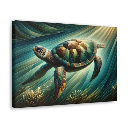 Green Sea Turtle Wallart Canvas Dive into vibrant style with the Green Sea Turtle Wallart Canvas. This stunning wall decor features a graceful sea turtle swimming through crystal clear waters rendered in eye-catching color. Printed on thick, high-quality