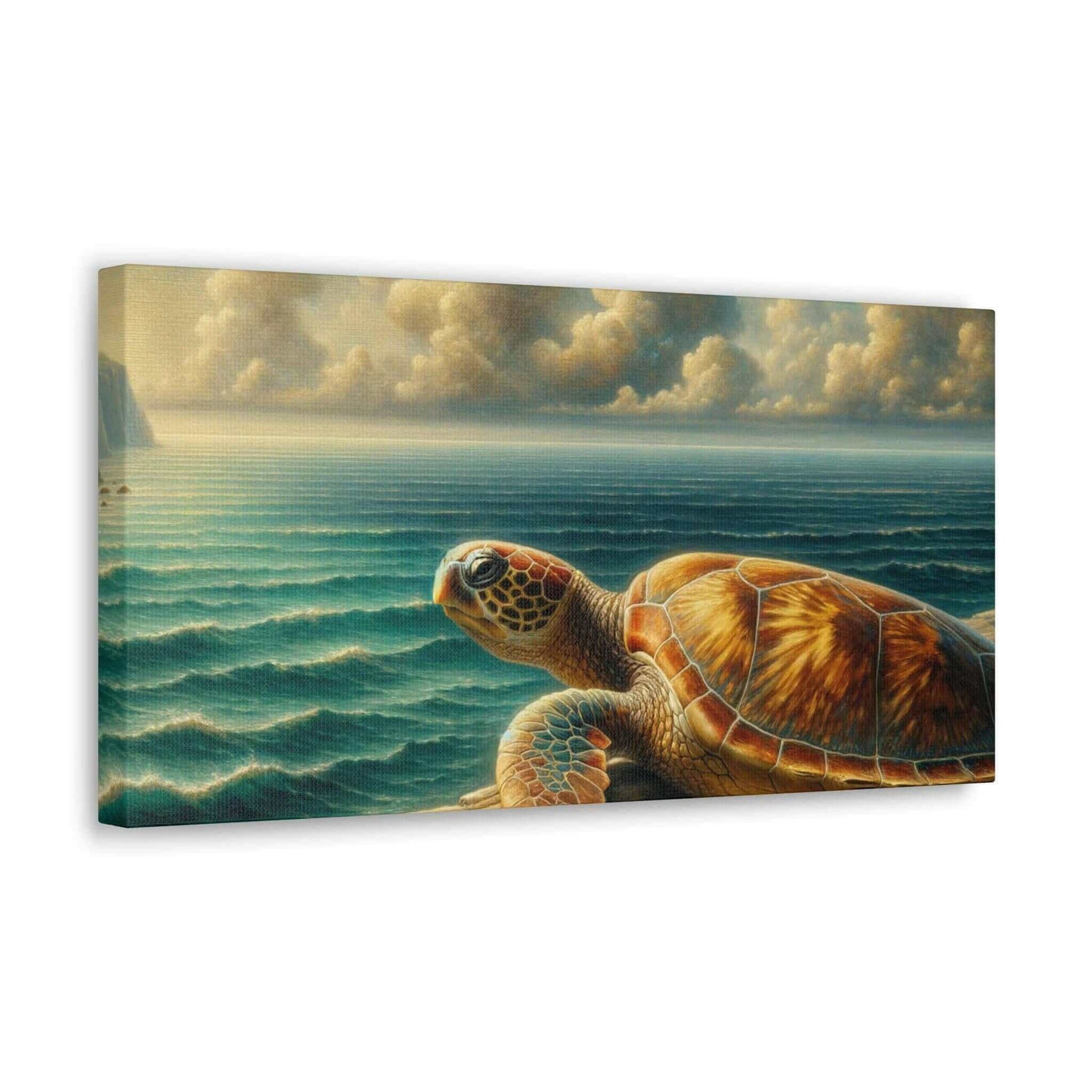 Painted Sea Turtle at the Dock Wallart on Canvas Dive into vibrant style with the Painted Sea Turtle at the Dock Wallart on Canvas. This stunning wall decor features a graceful sea turtle swimming through crystal clear waters rendered in eye-catching colo