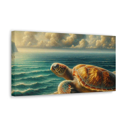 Painted Sea Turtle at the Dock Wallart on Canvas Dive into vibrant style with the Painted Sea Turtle at the Dock Wallart on Canvas. This stunning wall decor features a graceful sea turtle swimming through crystal clear waters rendered in eye-catching colo