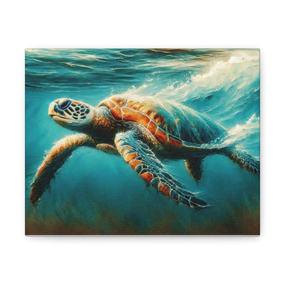 Painted Sea Turtle Swimming Wallart On Canvas Dive into vibrant style with the Painted Sea Turtle Swimming Wallart On Canvas. This stunning wall decor features a graceful sea turtle swimming through crystal clear waters rendered in eye-catching color. Pri