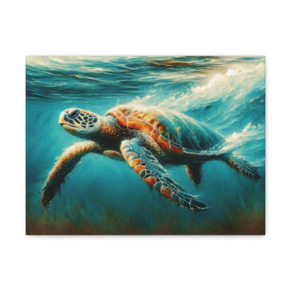 Painted Sea Turtle Swimming Wallart On Canvas Dive into vibrant style with the Painted Sea Turtle Swimming Wallart On Canvas. This stunning wall decor features a graceful sea turtle swimming through crystal clear waters rendered in eye-catching color. Pri