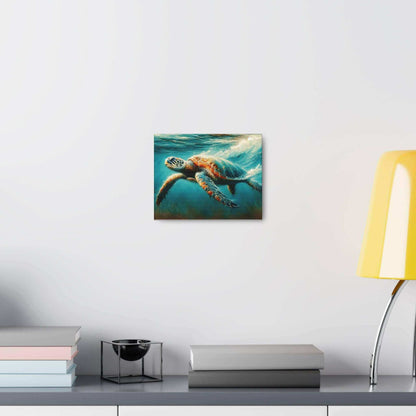 Painted Sea Turtle Swimming Wallart On Canvas Dive into vibrant style with the Painted Sea Turtle Swimming Wallart On Canvas. This stunning wall decor features a graceful sea turtle swimming through crystal clear waters rendered in eye-catching color. Pri