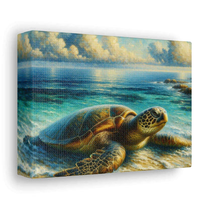 Painted Sea Turtle Wallart On Canvas Dive into vibrant style with the Painted Sea Turtle Wallart On Canvas. This stunning wall decor features a graceful sea turtle swimming through crystal clear waters rendered in eye-catching color. Printed on thick, hig