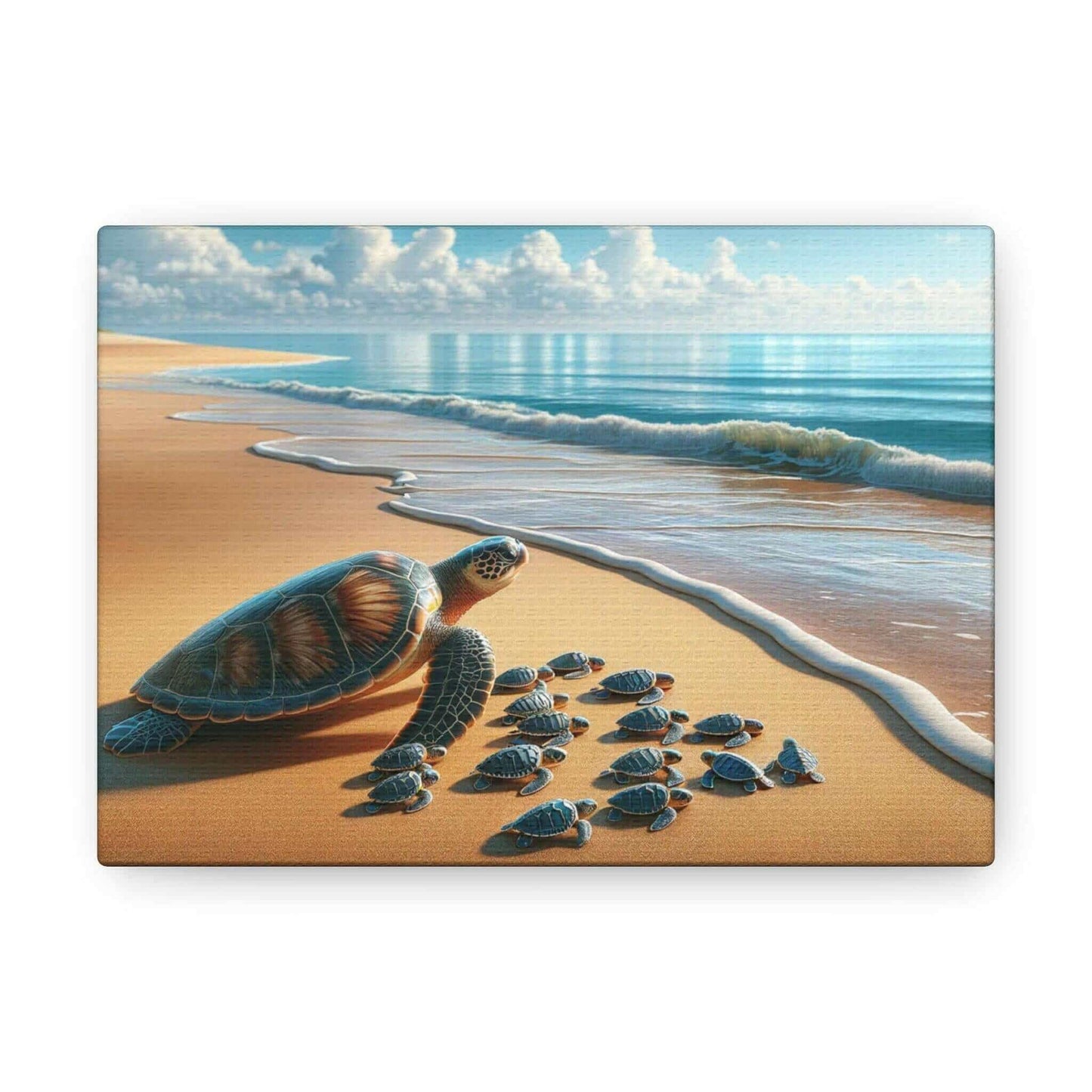 Sea Turtle On The Beach Wallart Canvas Dive into vibrant style with the Sea Turtle On The Beach Wallart Canvas. This stunning wall decor features a graceful sea turtle swimming through crystal clear waters rendered in eye-catching color. Printed on thick,