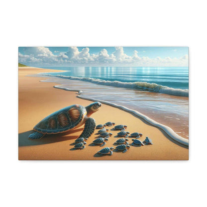 Sea Turtle On The Beach Wallart Canvas Dive into vibrant style with the Sea Turtle On The Beach Wallart Canvas. This stunning wall decor features a graceful sea turtle swimming through crystal clear waters rendered in eye-catching color. Printed on thick,