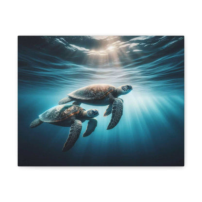 Underwater Sea Turtles Wallart Canvas Dive into vibrant style with the Underwater Sea Turtles Wallart Canvas. This stunning wall decor features a graceful sea turtle swimming through crystal clear waters rendered in eye-catching color. Printed on thick, h