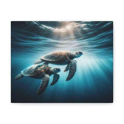 Underwater Sea Turtles Wallart Canvas Dive into vibrant style with the Underwater Sea Turtles Wallart Canvas. This stunning wall decor features a graceful sea turtle swimming through crystal clear waters rendered in eye-catching color. Printed on thick, h