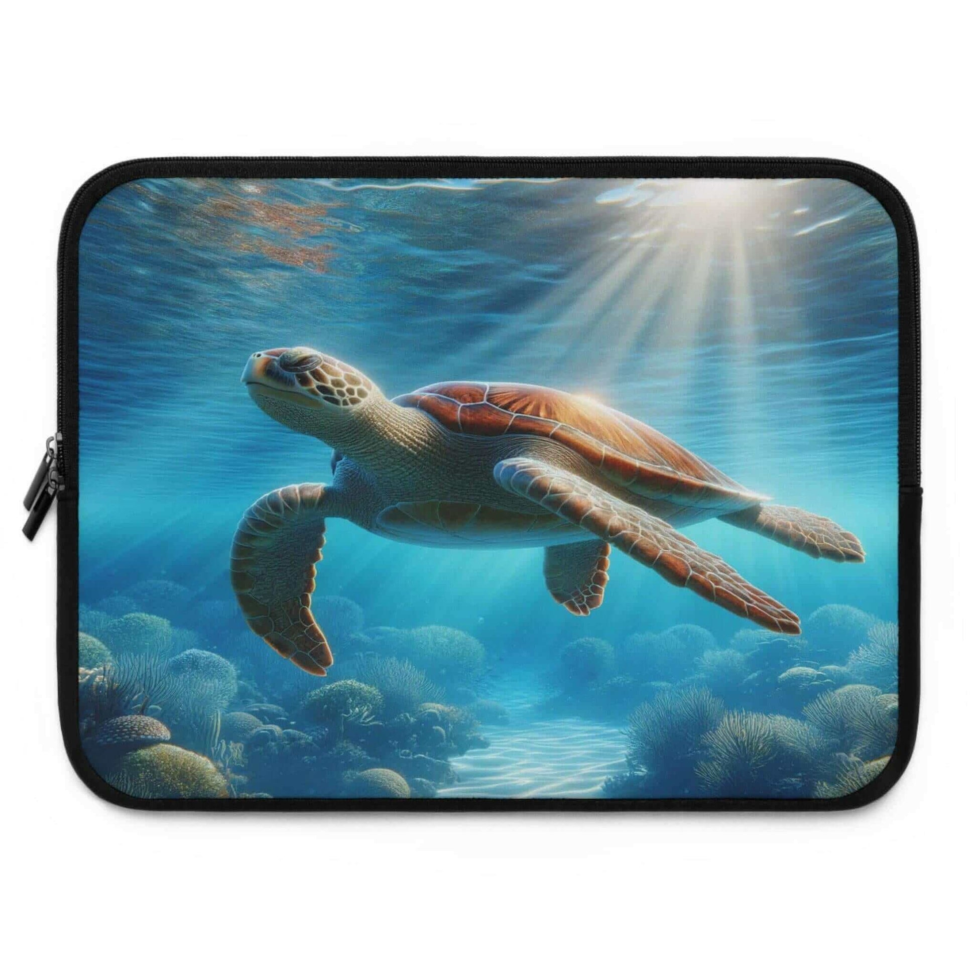 Sea Turtle Laptop Sleeve Safeguard your tech in charming style with the Sea Turtle Laptop Sleeve! Durable neoprene absorbs shocks while custom sea turtle designs showcase your personality. Made of water-resistant neoprene that shields laptops 7” to 17” Fu