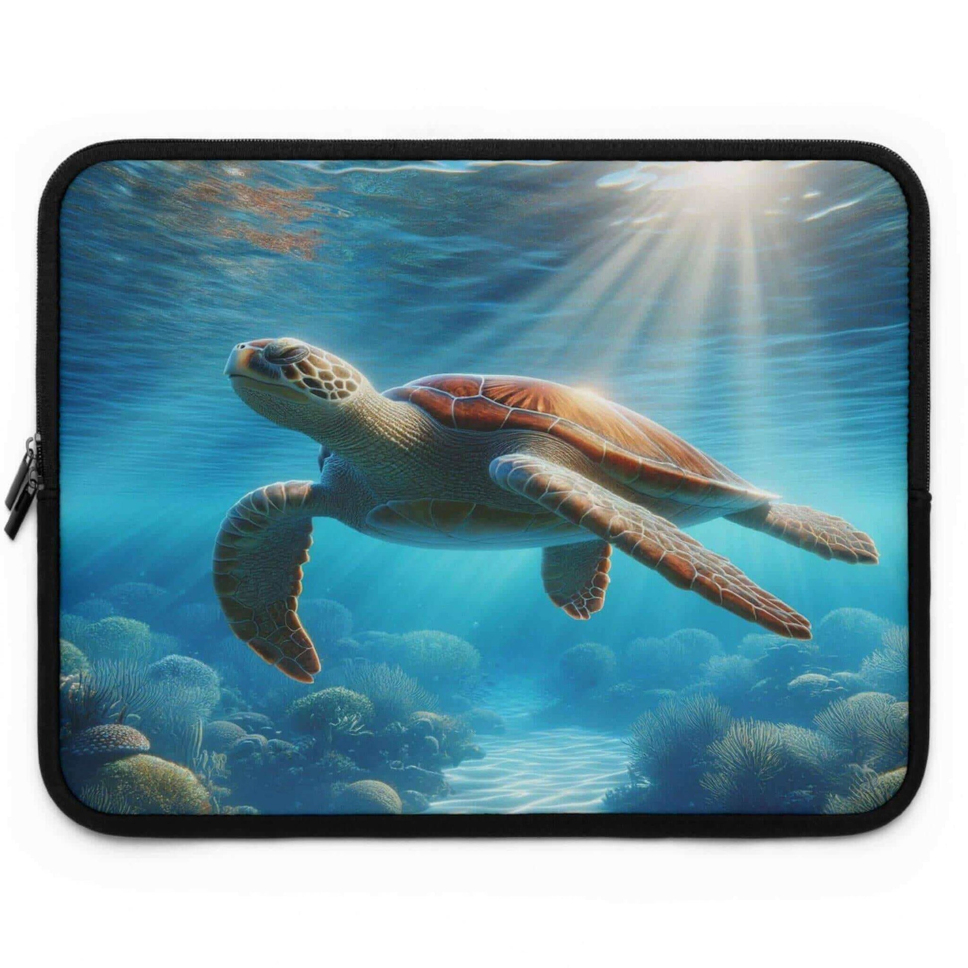 Sea Turtle Laptop Sleeve Safeguard your tech in charming style with the Sea Turtle Laptop Sleeve! Durable neoprene absorbs shocks while custom sea turtle designs showcase your personality. Made of water-resistant neoprene that shields laptops 7” to 17” Fu