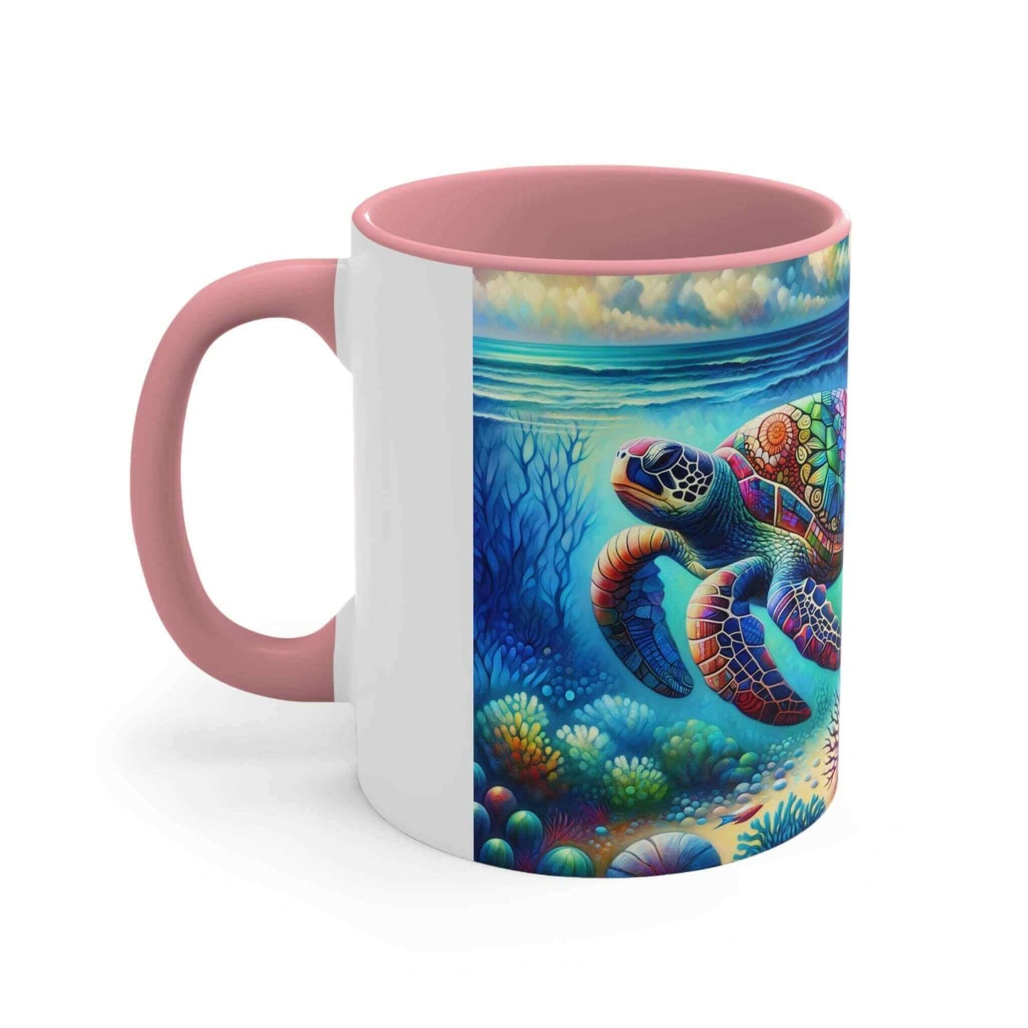 Colorful Sea Turtle Coffee Mug 1 Start your mornings off right with a warm cup of coffee in this eye-catching Sea Turtle mug that adds a pop of color and personality to your daily routine. Key features/benefits bullet list: Vibrant, customized designs pri