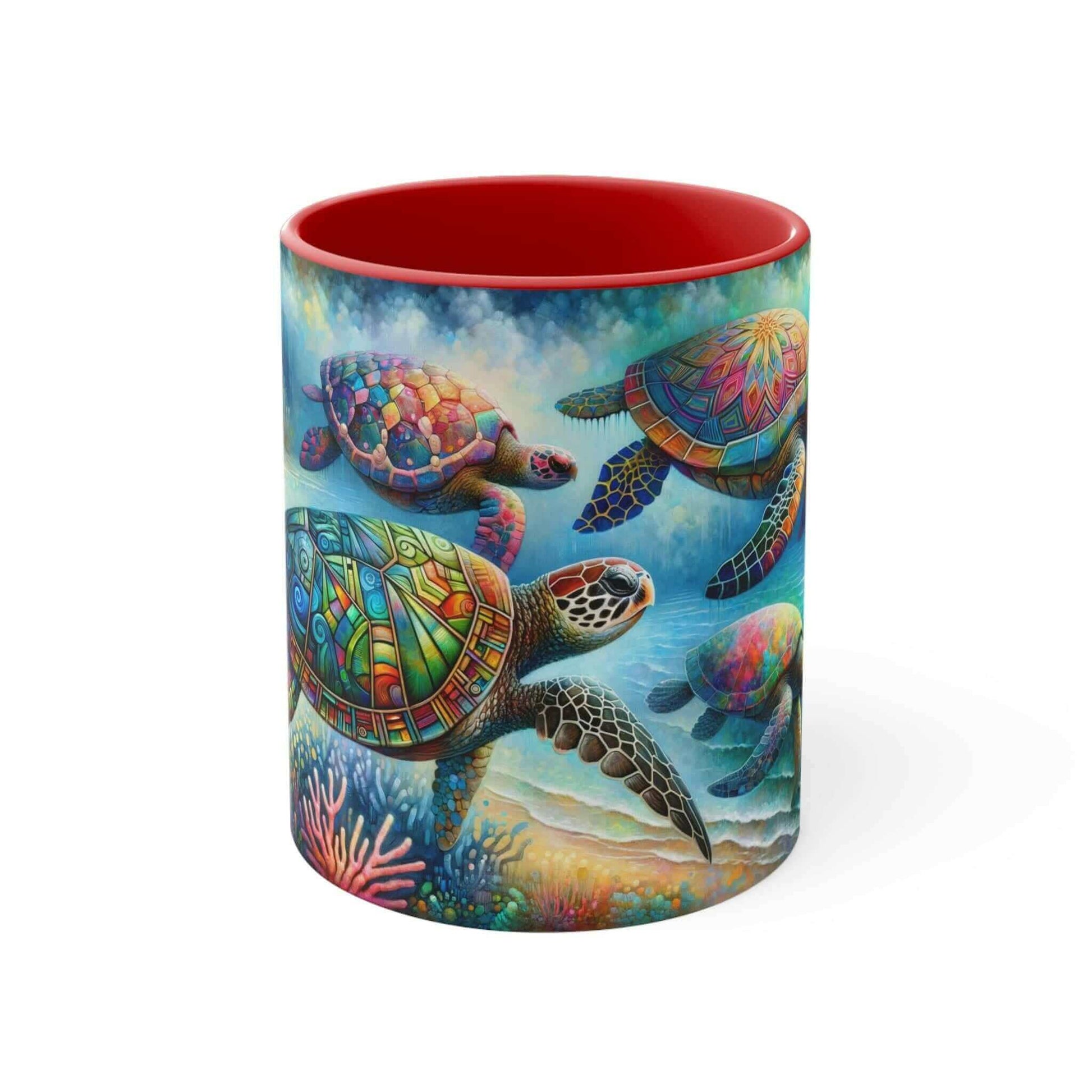 Colorful Sea Turtle Coffee Mug 2 Start your mornings off right with a warm cup of coffee in this eye-catching Sea Turtle mug that adds a pop of color and personality to your daily routine. Key features/benefits bullet list: Vibrant, customized designs pri