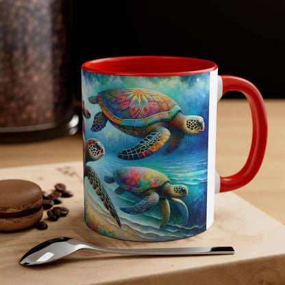 Colorful Sea Turtle Coffee Mug 2 Start your mornings off right with a warm cup of coffee in this eye-catching Sea Turtle mug that adds a pop of color and personality to your daily routine. Key features/benefits bullet list: Vibrant, customized designs pri