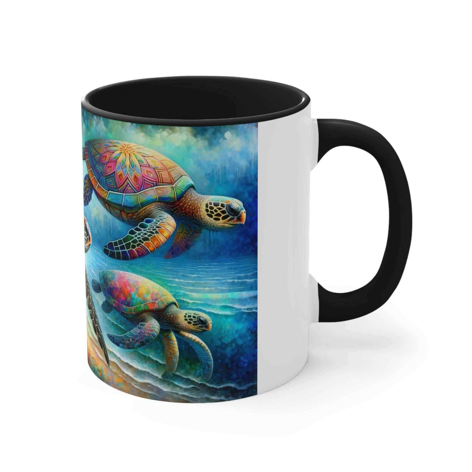 Colorful Sea Turtle Coffee Mug 2 Start your mornings off right with a warm cup of coffee in this eye-catching Sea Turtle mug that adds a pop of color and personality to your daily routine. Key features/benefits bullet list: Vibrant, customized designs pri