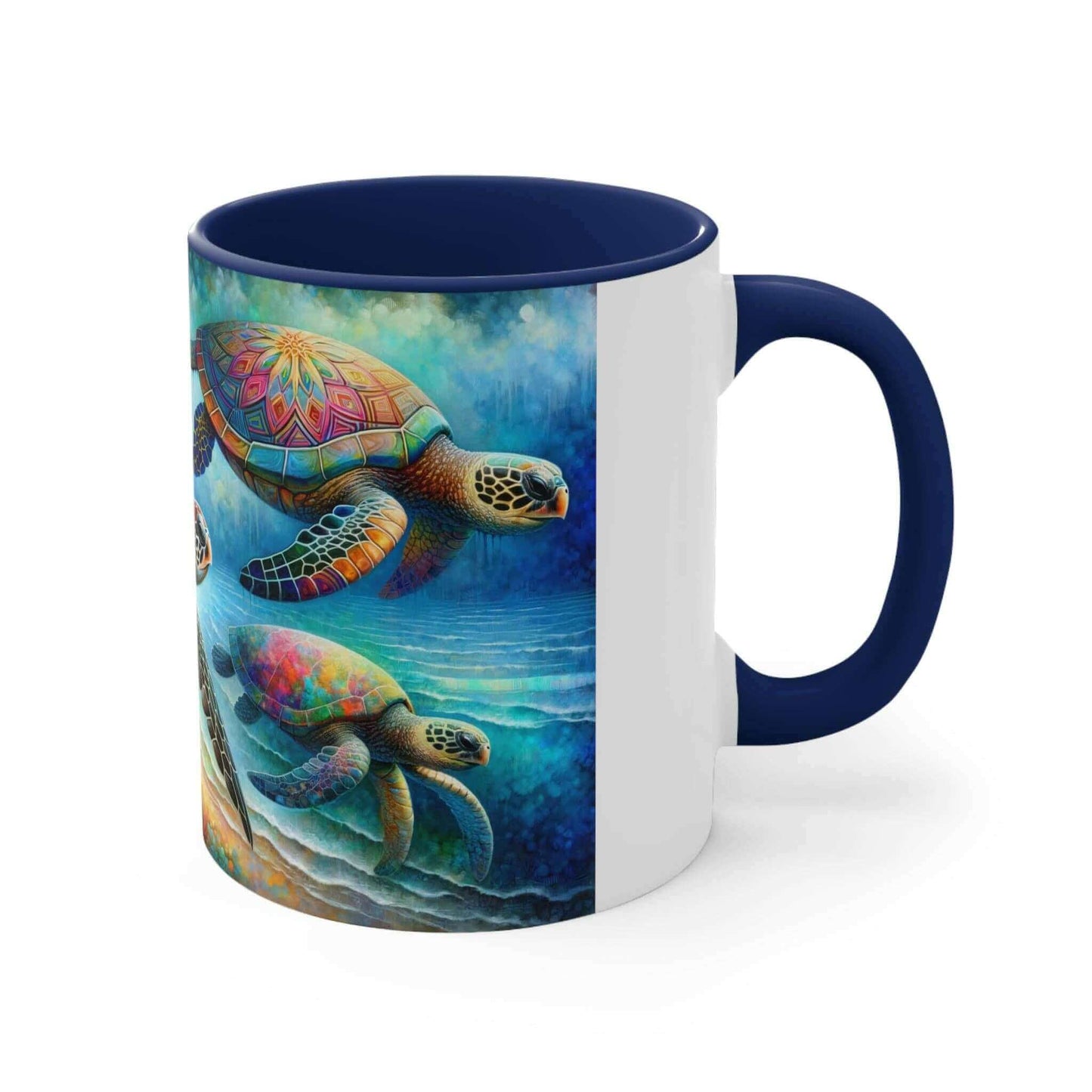 Colorful Sea Turtle Coffee Mug 2 Start your mornings off right with a warm cup of coffee in this eye-catching Sea Turtle mug that adds a pop of color and personality to your daily routine. Key features/benefits bullet list: Vibrant, customized designs pri