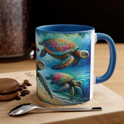 Colorful Sea Turtle Coffee Mug 2 Start your mornings off right with a warm cup of coffee in this eye-catching Sea Turtle mug that adds a pop of color and personality to your daily routine. Key features/benefits bullet list: Vibrant, customized designs pri