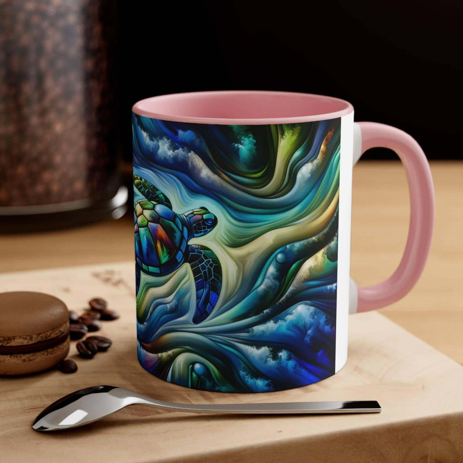 Colorful Sea Turtle Coffee Mug 3 Start your mornings off right with a warm cup of coffee in this eye-catching Sea Turtle mug that adds a pop of color and personality to your daily routine. Key features/benefits bullet list: Vibrant, customized designs pri