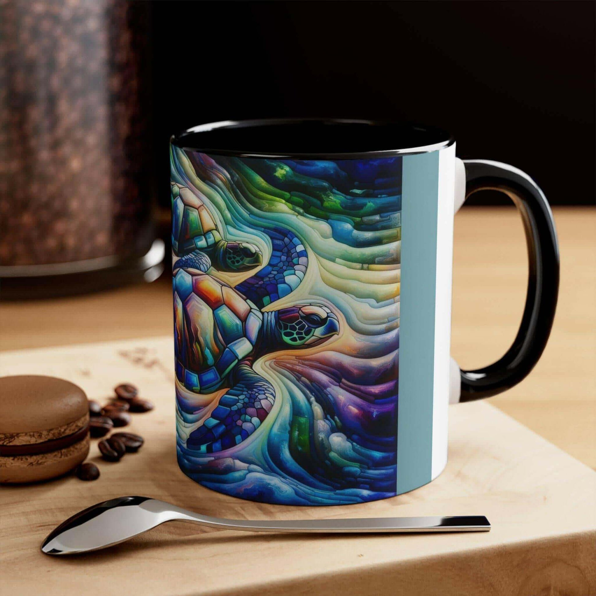 Colorful Sea Turtle Coffee Mug 4 Start your mornings off right with a warm cup of coffee in this eye-catching Sea Turtle mug that adds a pop of color and personality to your daily routine. Key features/benefits bullet list: Vibrant, customized designs pri