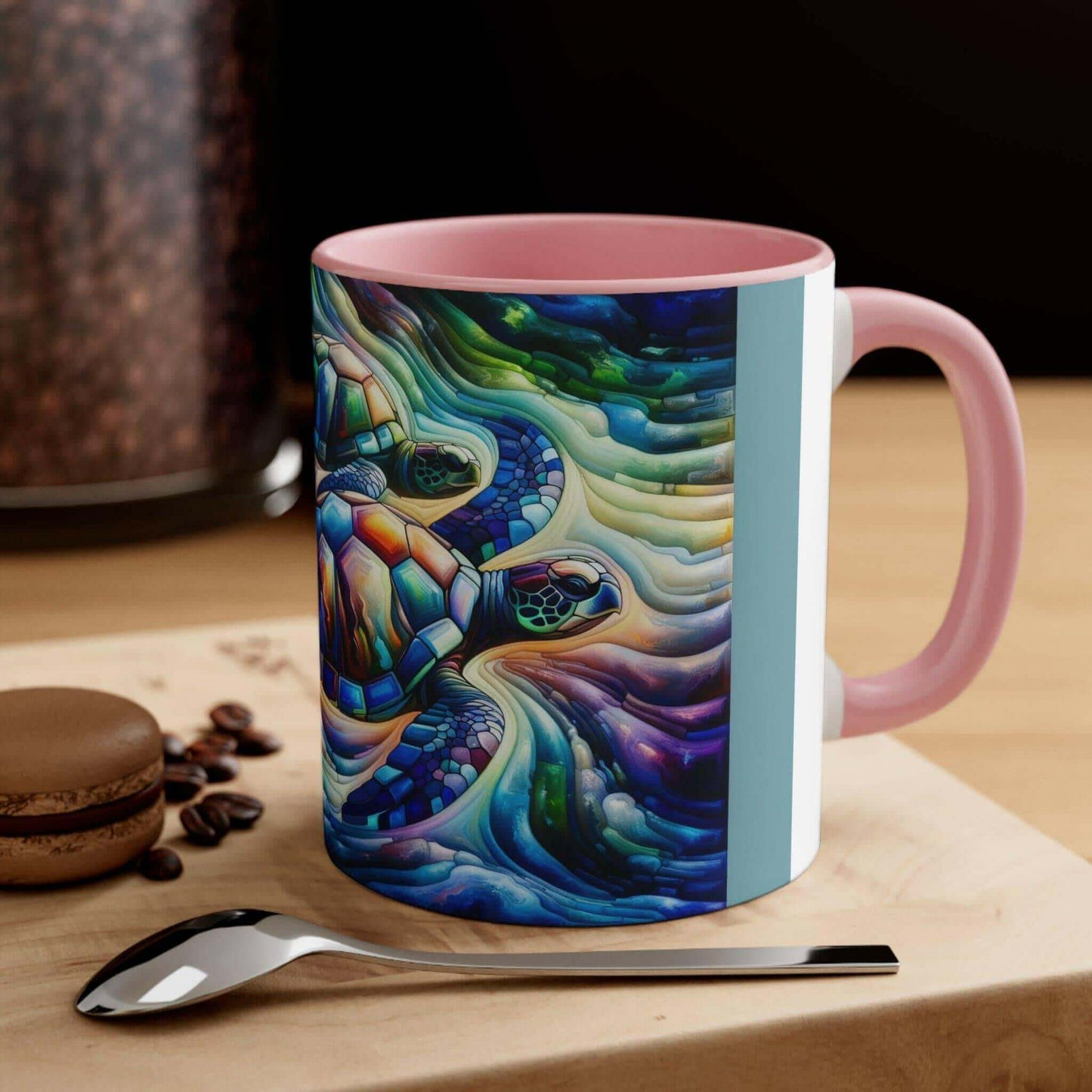 Colorful Sea Turtle Coffee Mug 4 Start your mornings off right with a warm cup of coffee in this eye-catching Sea Turtle mug that adds a pop of color and personality to your daily routine. Key features/benefits bullet list: Vibrant, customized designs pri